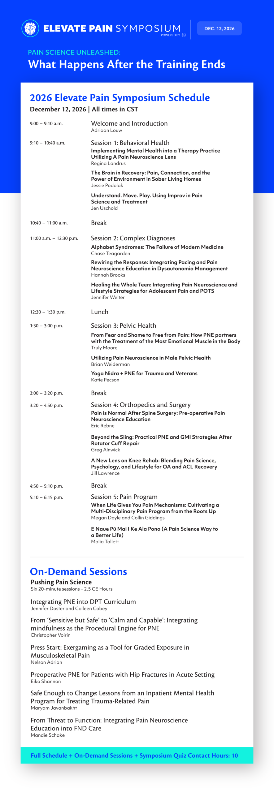 EIM Elevate Pain Symposium Schedule 08.2026 EIM Elevate Pain Symposium Schedule 08.2026